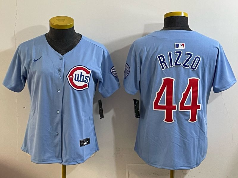 Youth 2025 Chicago Cubs #44 Rizzo Light blue Game Nike MLB Jersey style 04